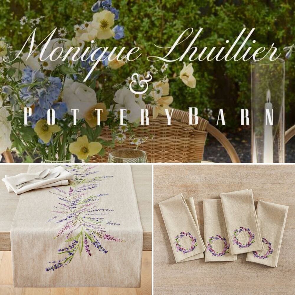 Monique Lhuillier x Pottery Barn Provence Embroidered Table Runner & Napkin Set